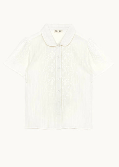 Blouse Ruby Emb Ss Top Ecru-White