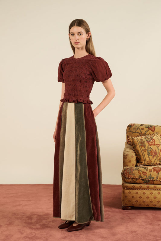 Blouse Baila Top Burgundy-Corduroy