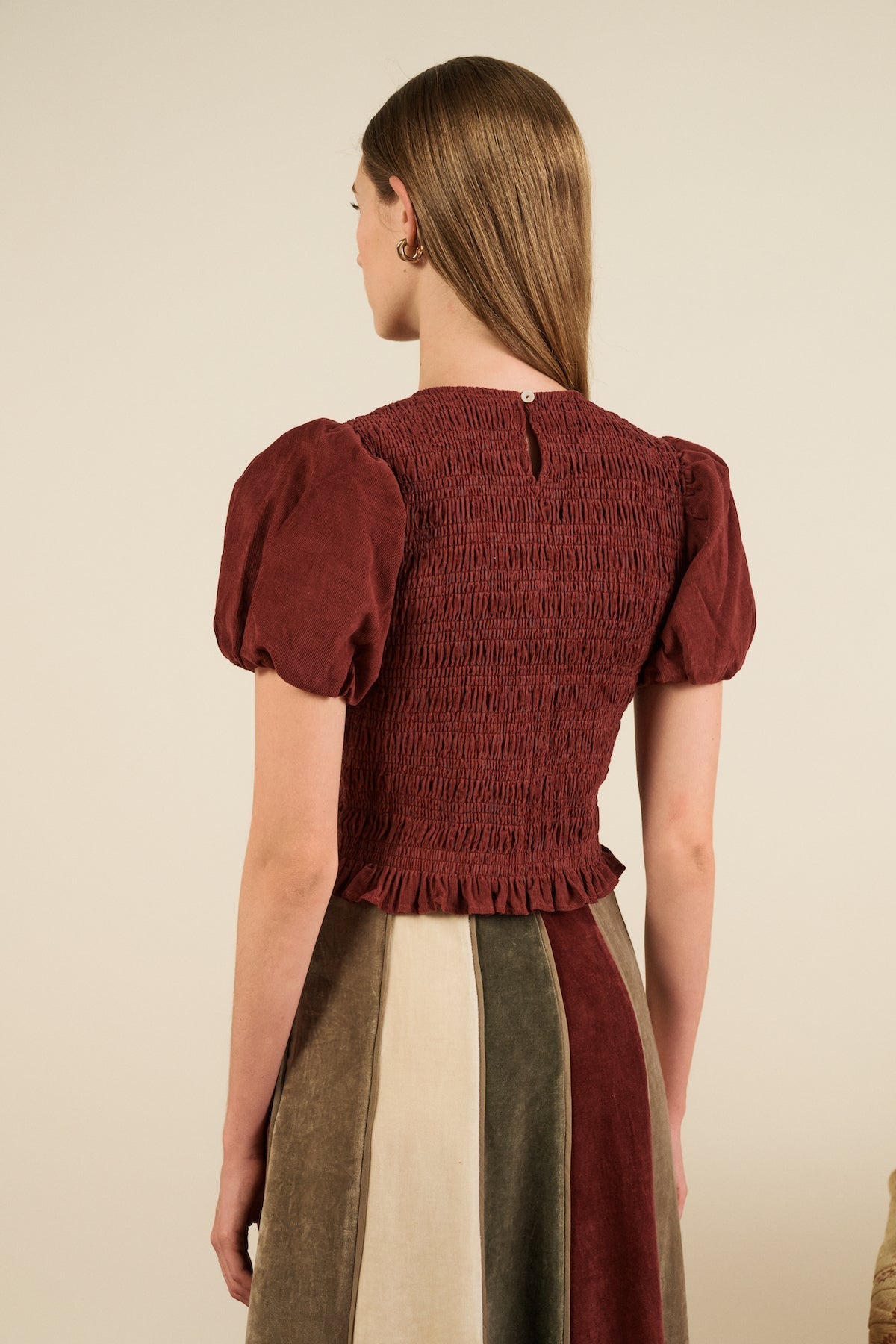 Blouse Baila Top Burgundy-Corduroy