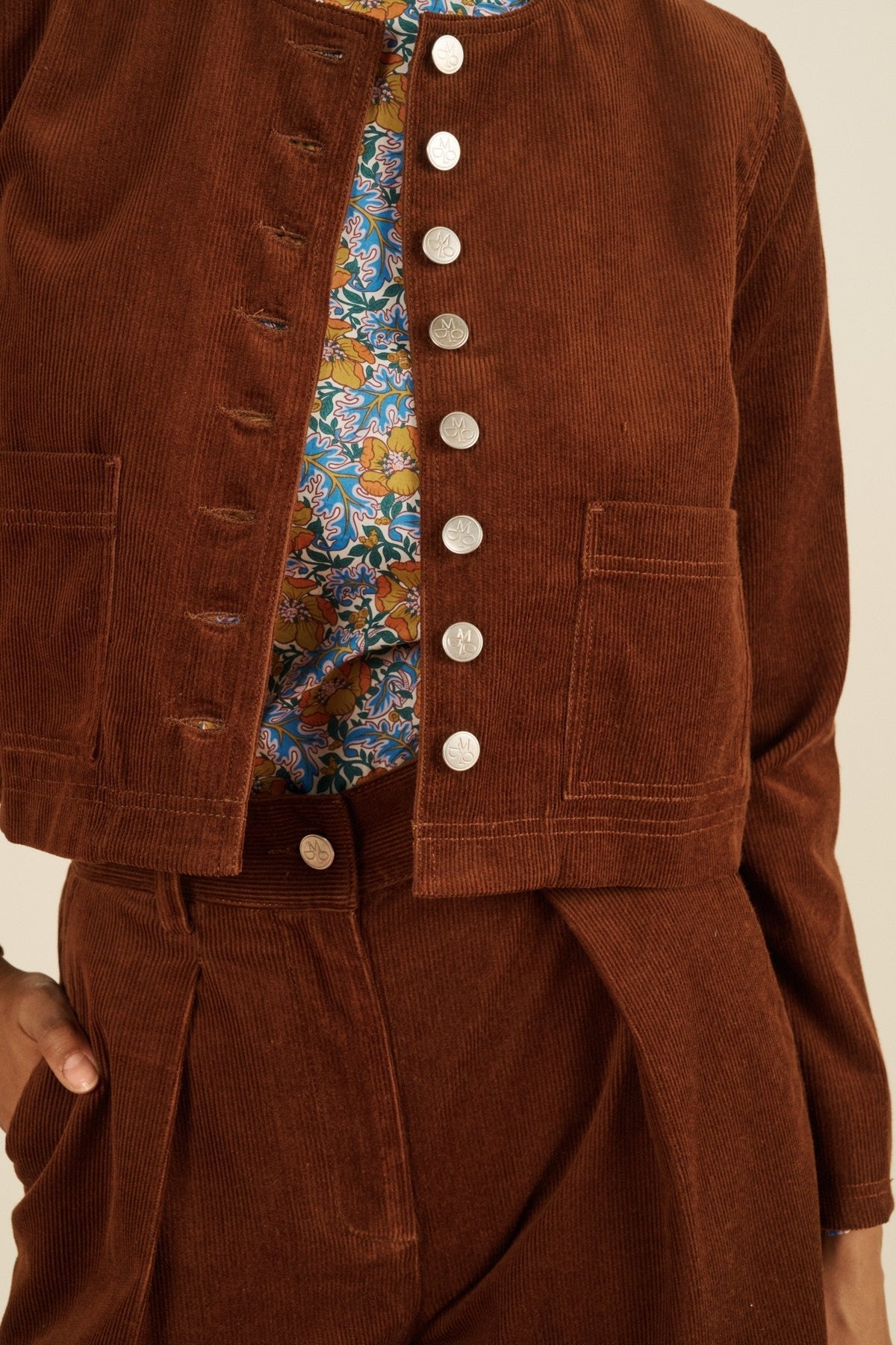 Maria de la Orden | Dean Jacket in Brown Corduroy - Cropped Tan-Corduroy