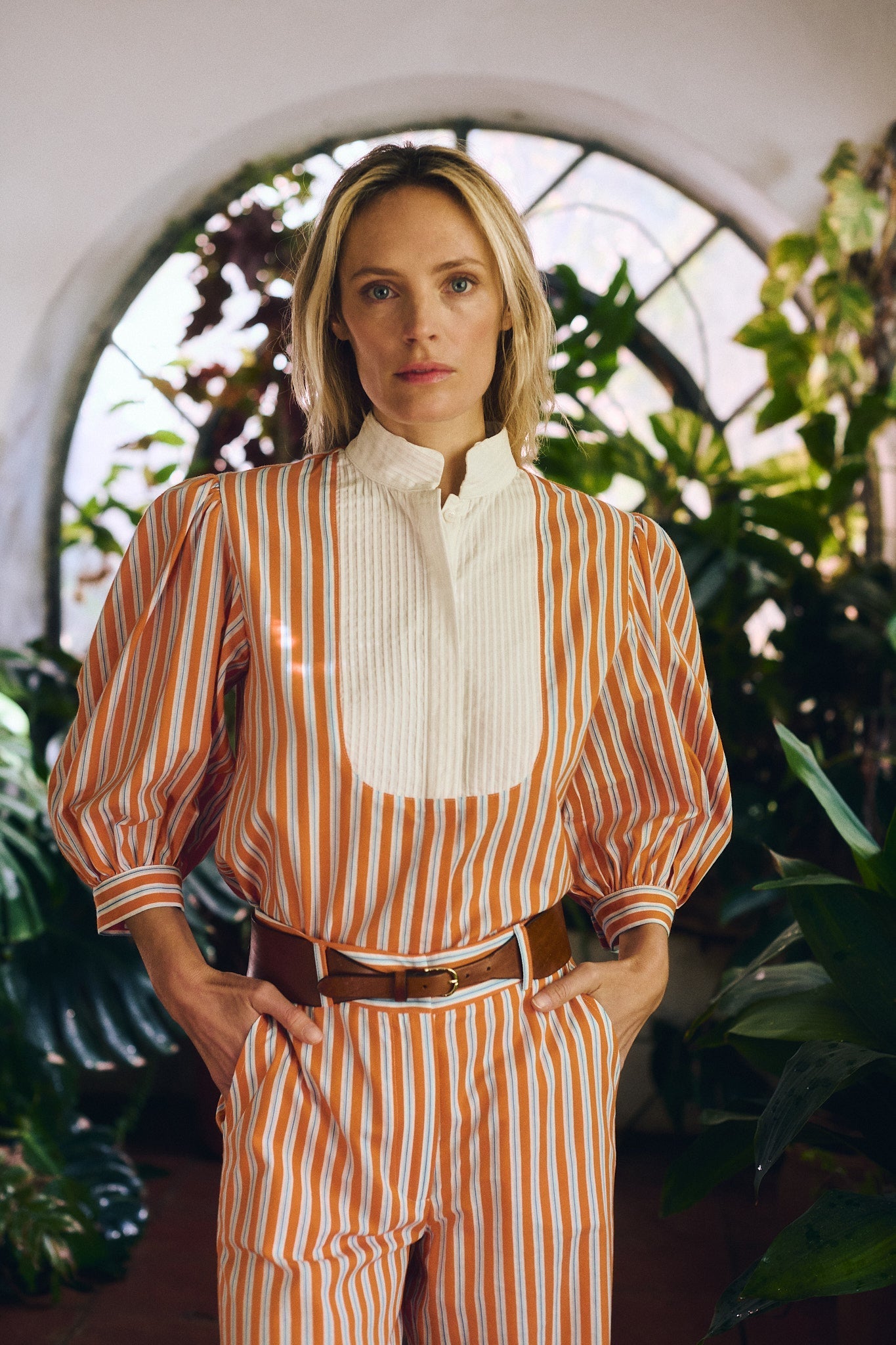 Blouse Dimitra Shirt Orange-Stripes