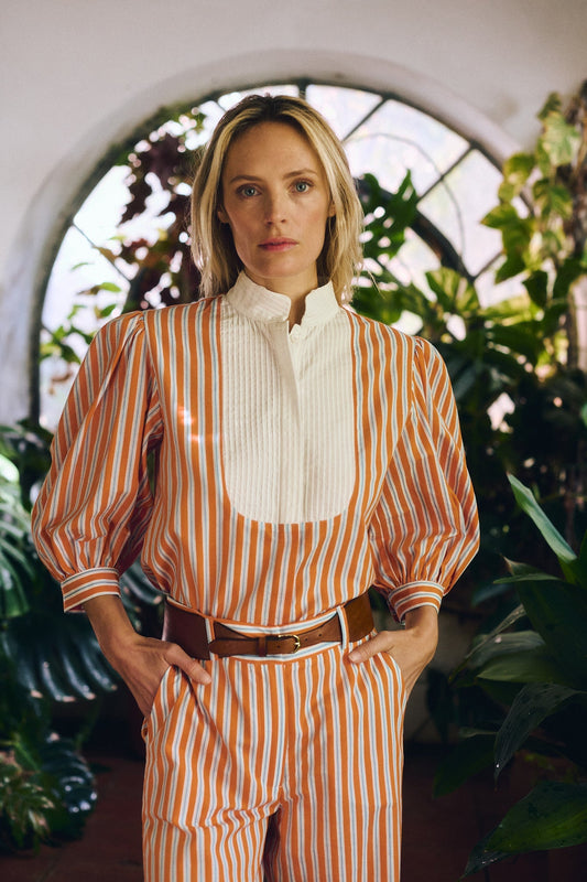 Blouse Dimitra Shirt Orange-Stripes