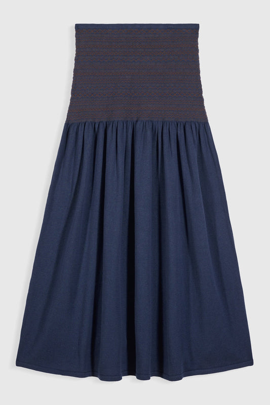 MARIA DE LA ORDEN-698 LONG OWL KNIT SKIRT-NAVY_01.jpg