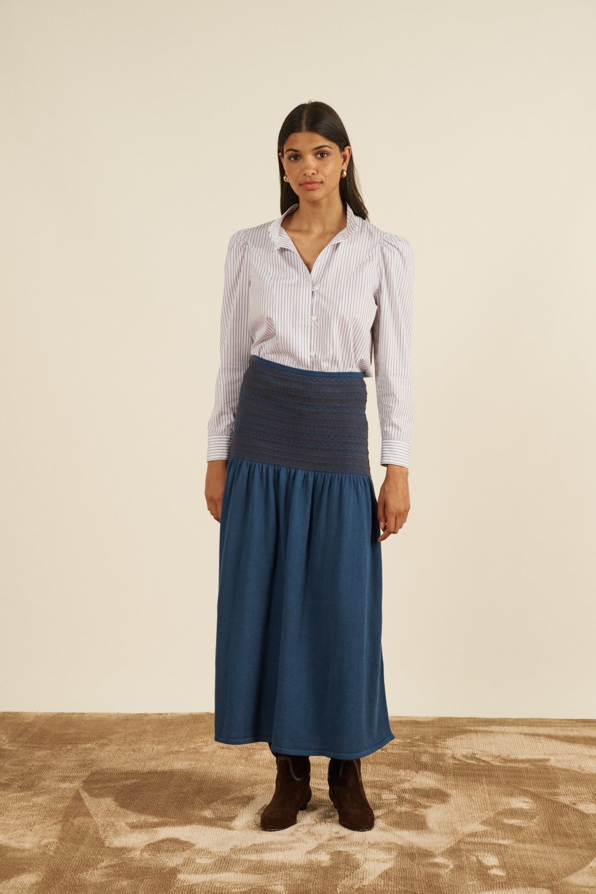 MARIA DE LA ORDEN-698 LONG OWL KNIT SKIRT-NAVY_02.jpg