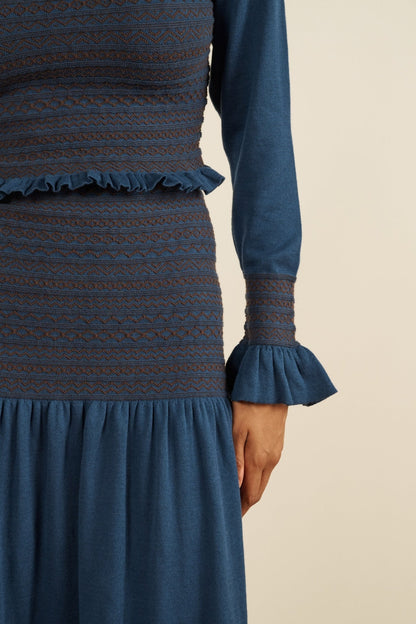 MARIA DE LA ORDEN-698 LONG OWL KNIT SKIRT-NAVY_03.jpg