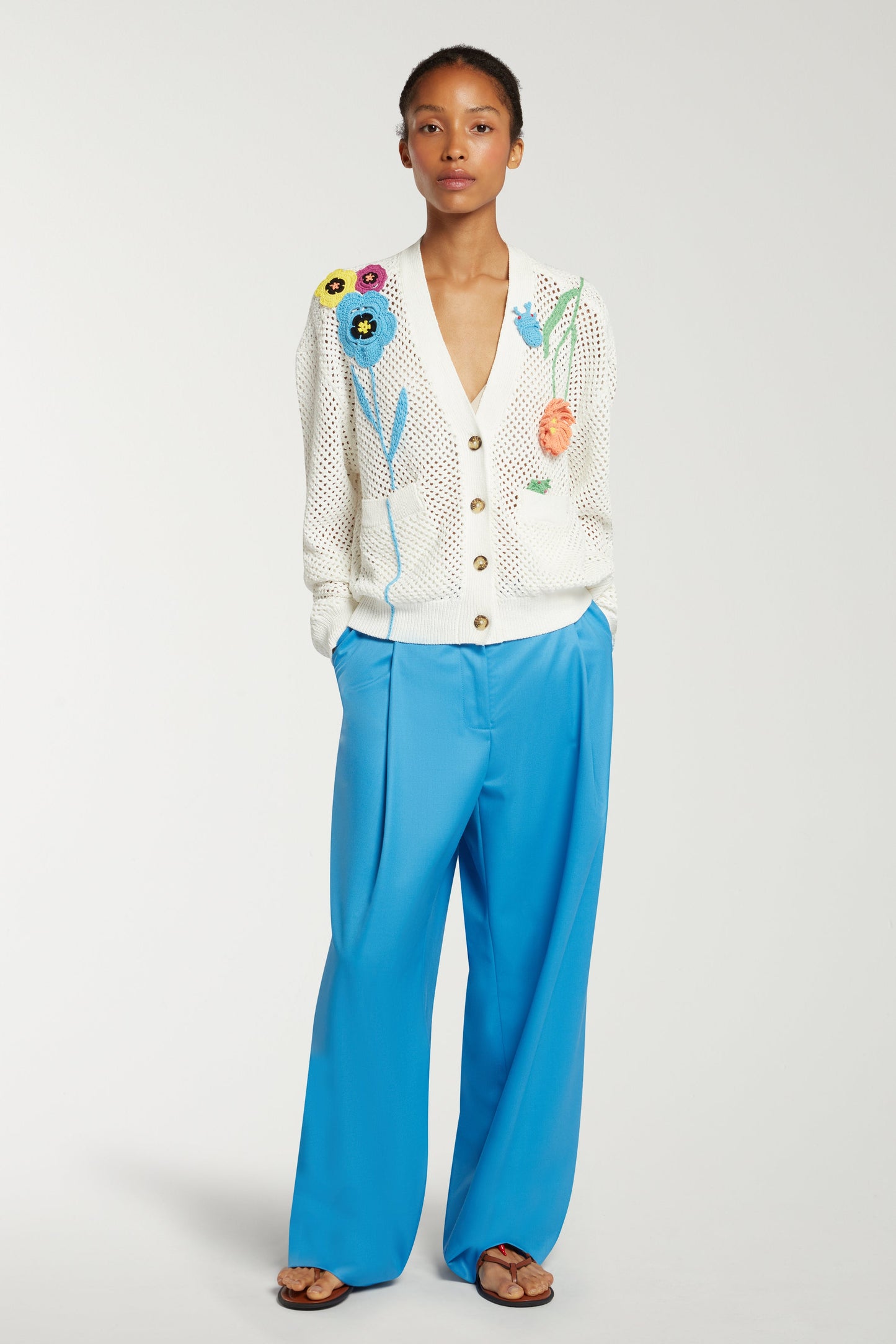 Cardigan Knt044a White-Multi