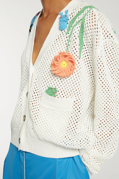 Cardigan Knt044a White-Multi