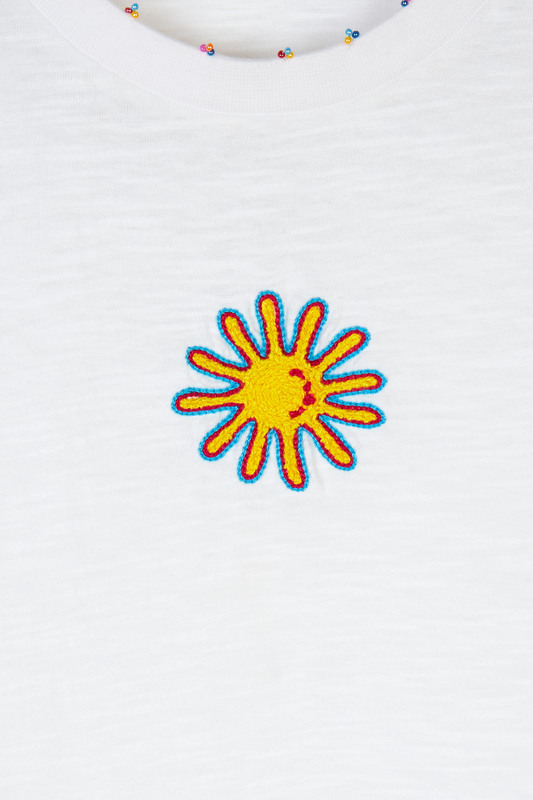 Women's T-Shirt Majorelle Melange Jersey Knit - White