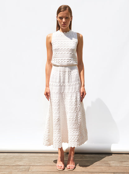 Molli Women’s Cecilia Pointelle Knit Midi Dress 91% Cotton -  White Milk