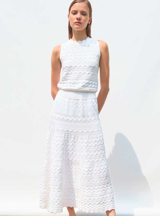 Molli Women’s Cecilia Pointelle Knit Midi Dress 91% Cotton -  White Milk