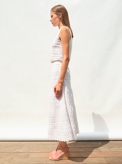 Molli Women’s Cecilia Pointelle Knit Midi Dress 91% Cotton -  White Milk