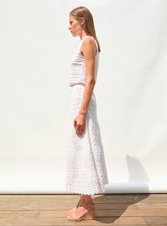 Molli Women’s Cecilia Pointelle Knit Midi Dress 91% Cotton -  White Milk