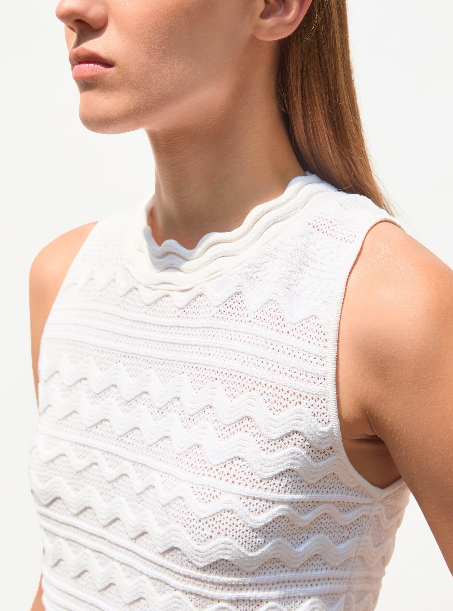 Molli Women’s Cecilia Pointelle Knit Midi Dress 91% Cotton -  White Milk