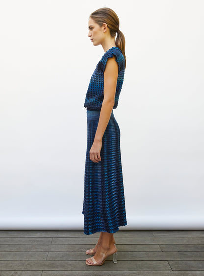 Molli Women's Skirt Cocktail A-Line Midi Knit Cotton Wool - Midnight-Denim