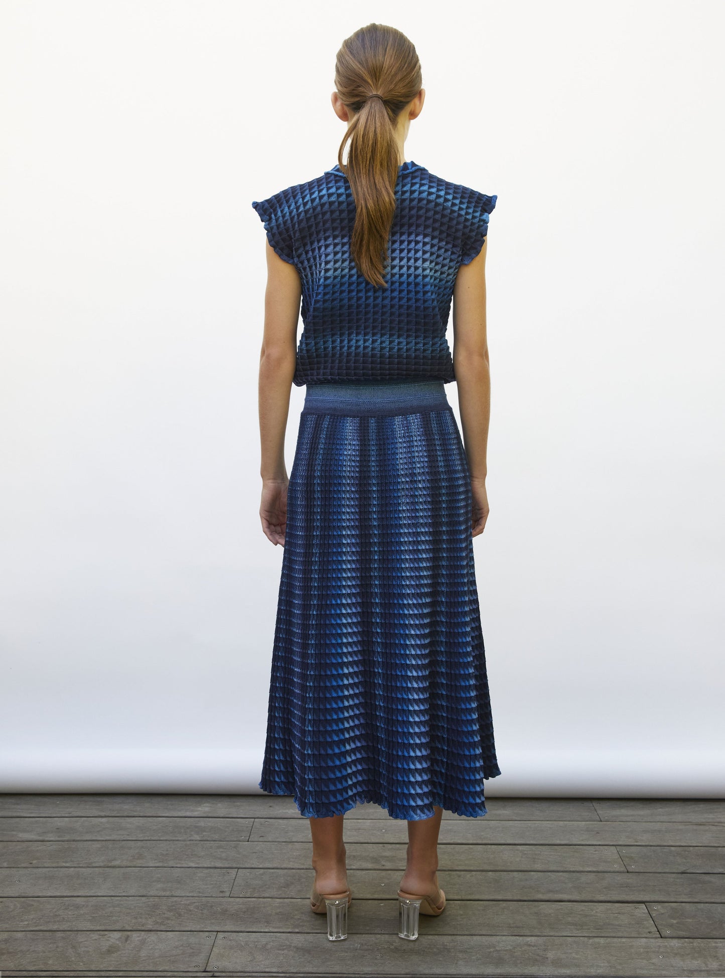 Molli Women's Skirt Cocktail A-Line Midi Knit Cotton Wool - Midnight-Denim