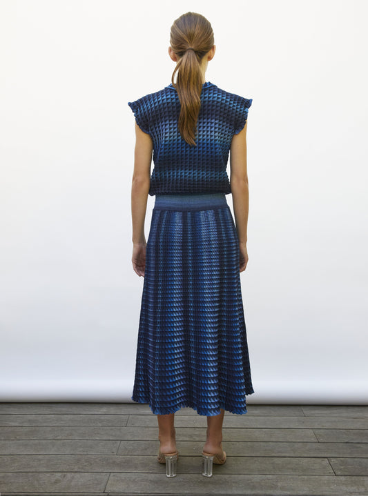 Molli Women's Skirt Cocktail A-Line Midi Knit Cotton Wool - Midnight-Denim