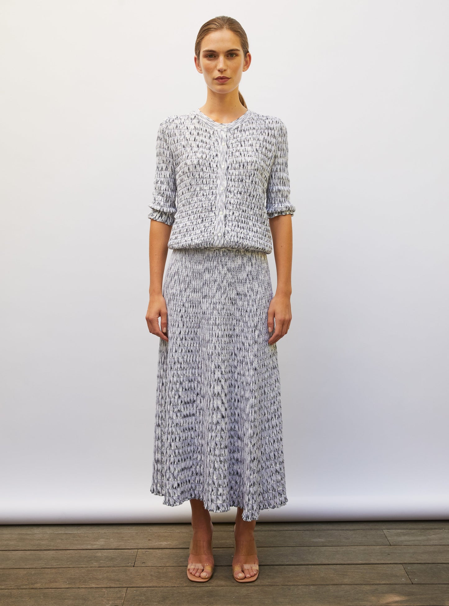 Molli Women's Skirt Cocktail Luxury Origami Knit Viscose Wool - Milk-Multi-Grey