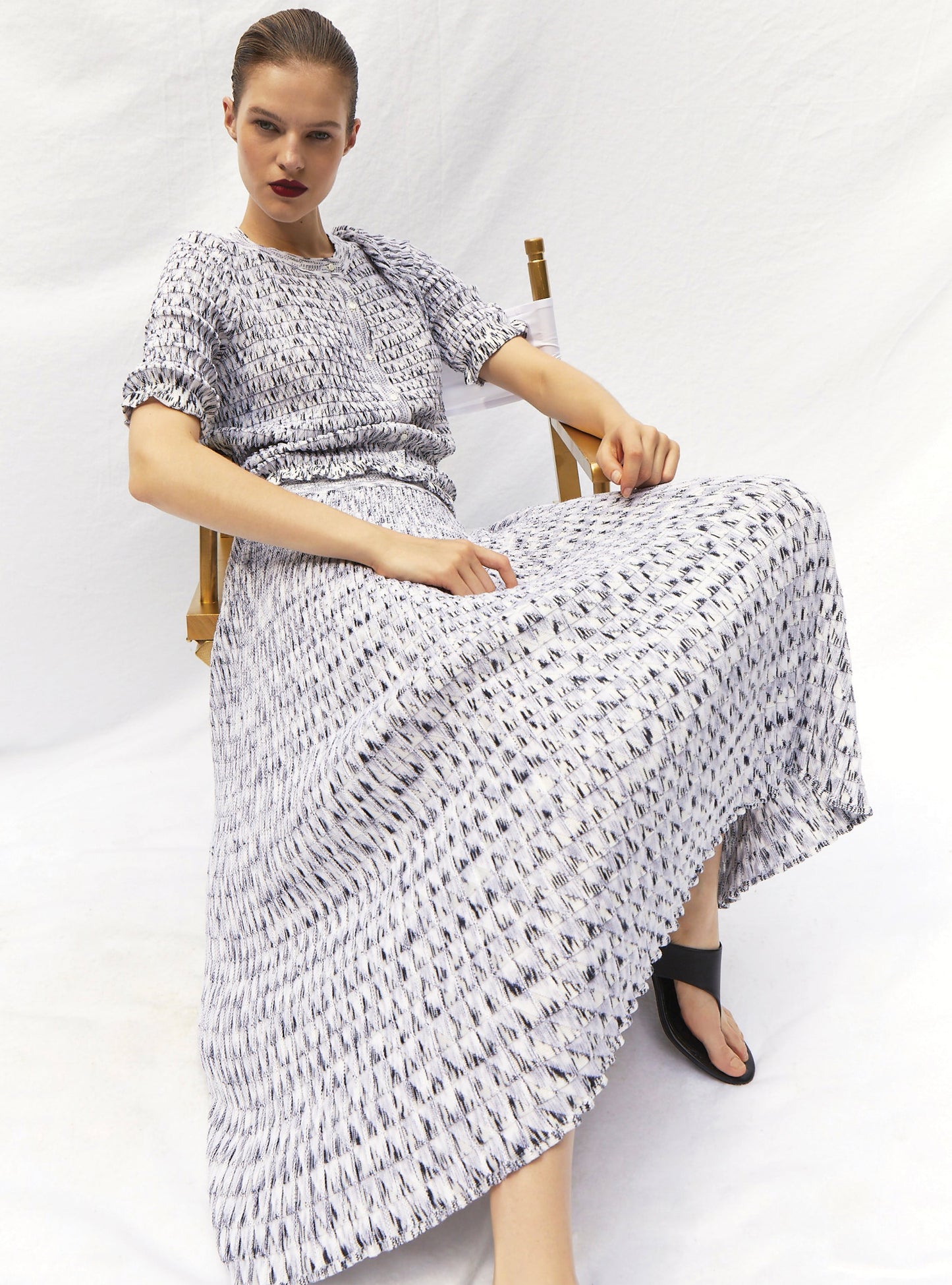 Molli Women's Skirt Cocktail Luxury Origami Knit Viscose Wool - Milk-Multi-Grey