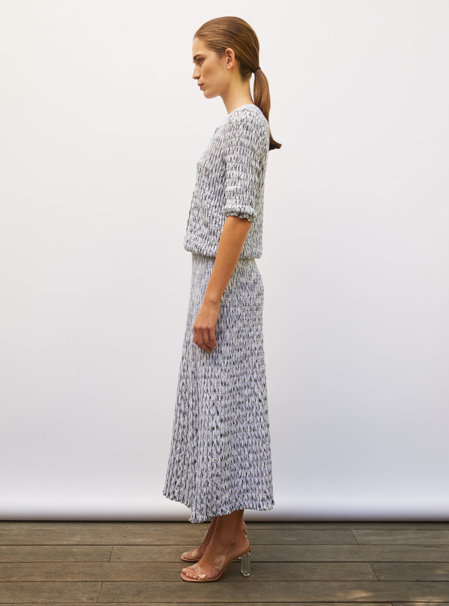 Molli Women's Skirt Cocktail Luxury Origami Knit Viscose Wool - Milk-Multi-Grey