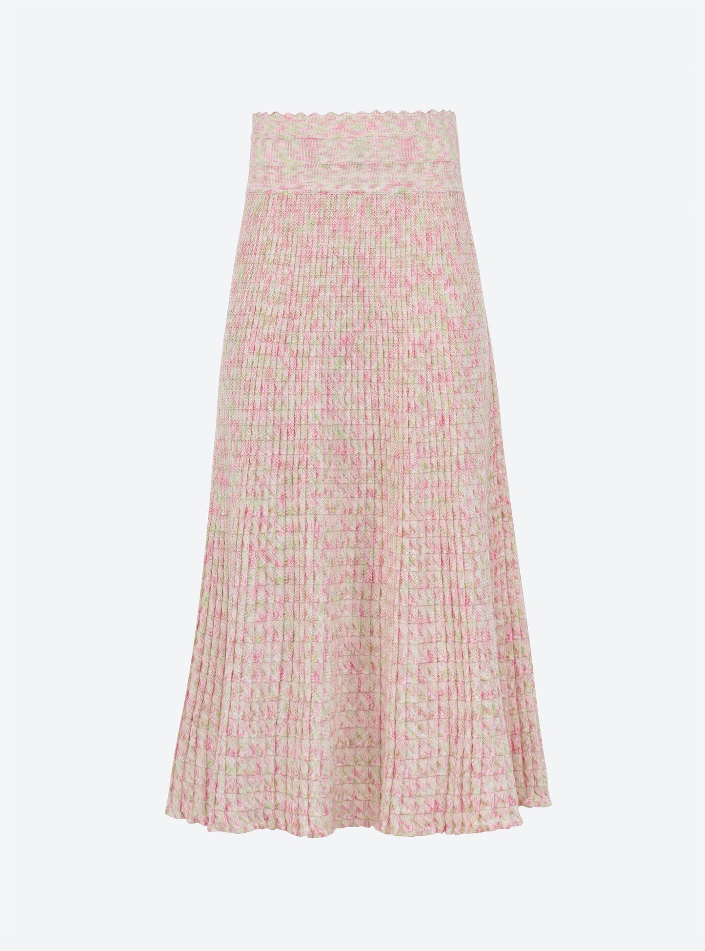 Women's Skirt Printed Rayon Yarn - Natural-Pink-Multi