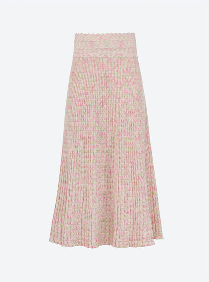 Women's Skirt Printed Rayon Yarn - Natural-Pink-Multi