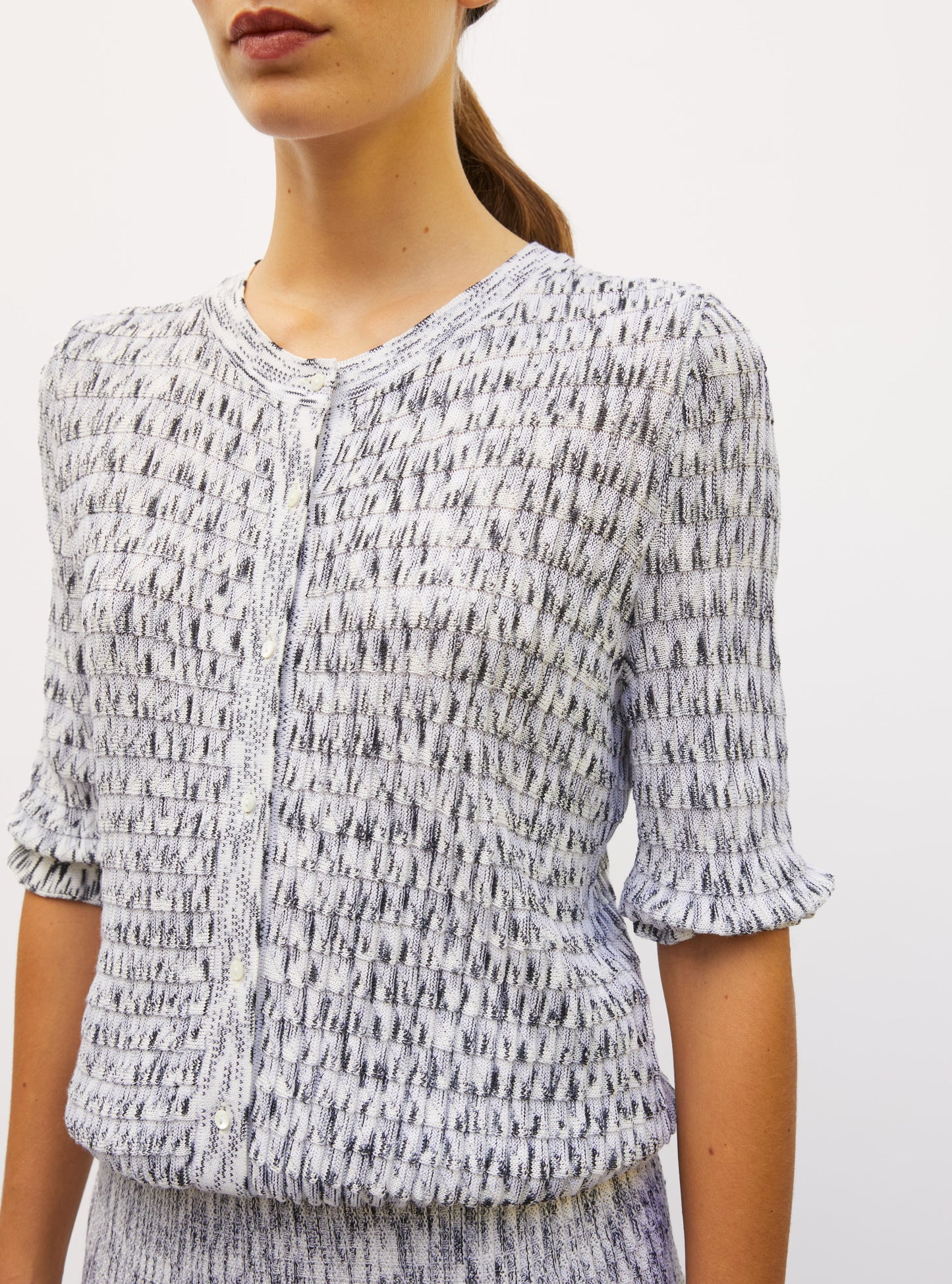 Molli Women’s Origami Knit Cardigan 100% Virgin Wool - Milk-Multi Grey Milk-Multi-Grey