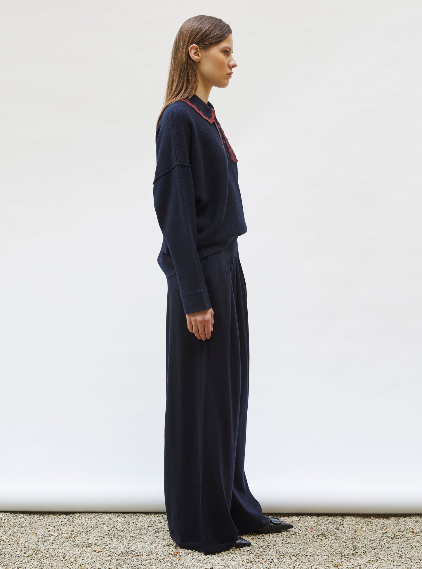 Molli Women's Lauren Fluid Knit Pants 100% Extra-Fine Virgin Wool -  Blue Midnight