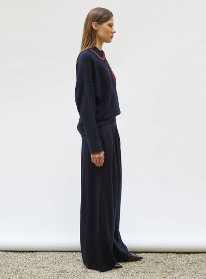 Molli Women's Lauren Fluid Knit Pants 100% Extra-Fine Virgin Wool -  Blue Midnight