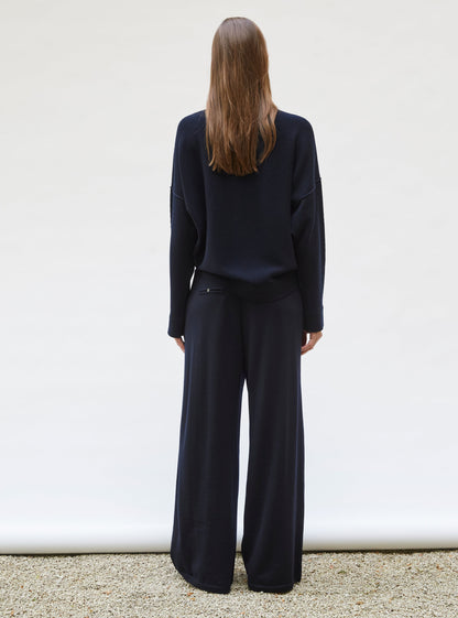 Molli Women's Lauren Fluid Knit Pants 100% Extra-Fine Virgin Wool -  Blue Midnight