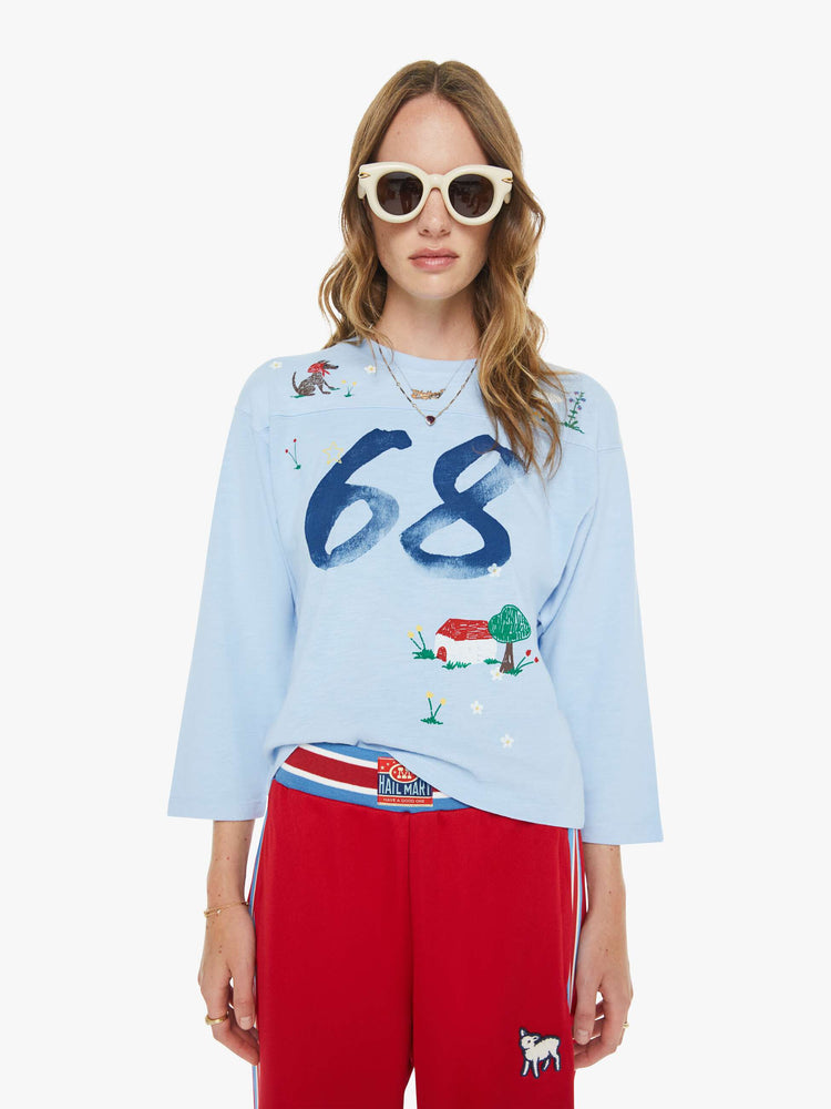 MOTHER Women's The Footballer Cotton Oversized Sweatshirt -  Red Farmball