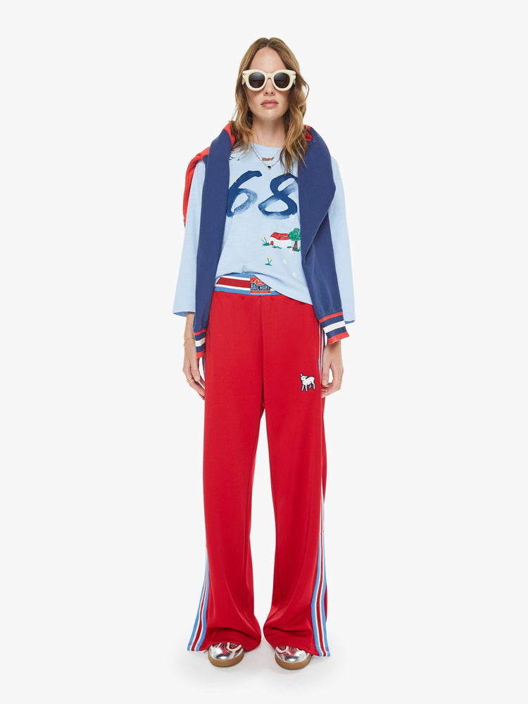 MOTHER Women's The Footballer Cotton Oversized Sweatshirt -  Red Farmball