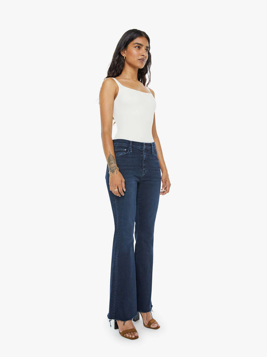 MOTHER Women's The Lil' Weekender Fray Flare Jeans Cotton Blend - Chip-On-My-Shoulder