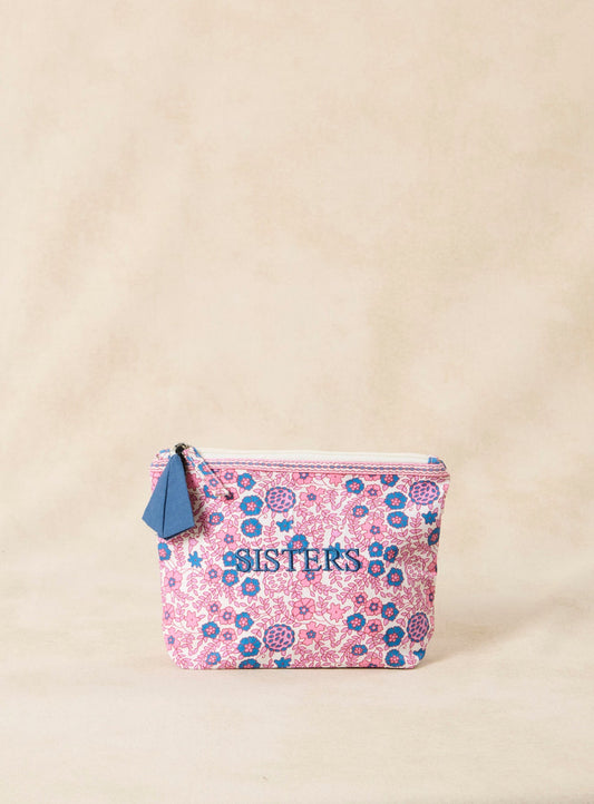 Unisex Pouch Organizer  Floral Print Cotton - Natural Gloria