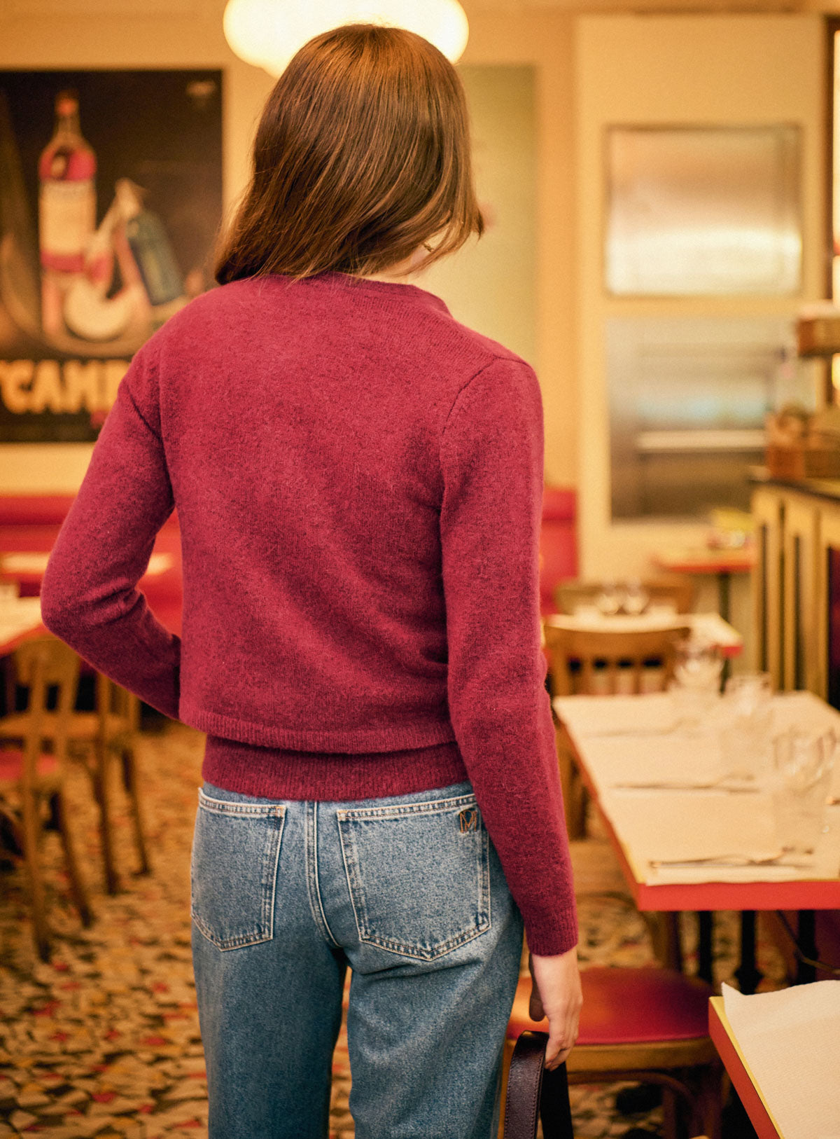 Petite Mendigote | Myriam Gold-Button Cardigan Vest Wine