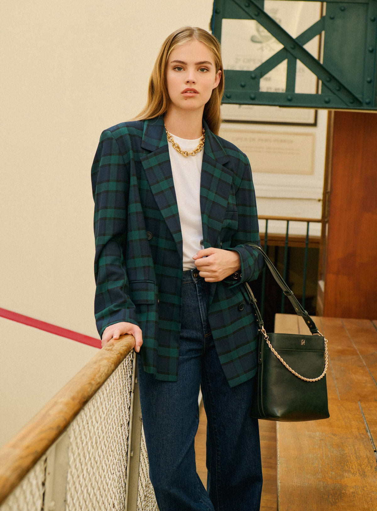 Jacket 225ouna Check Navy