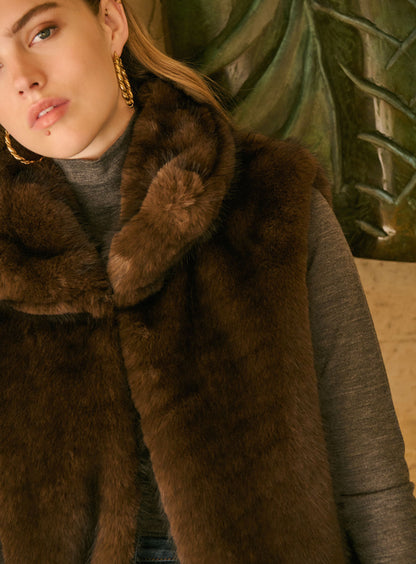 Petite Mendigote | Faux Fur Sleeveless Jacket - e Chocolat