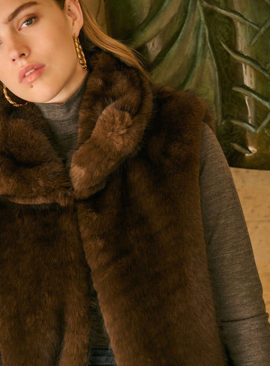 Petite Mendigote | Faux Fur Sleeveless Jacket - e Chocolat