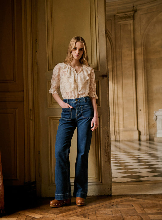 Women's Blouse 100 Percent Cotton Poplin Lightweight - Ecru