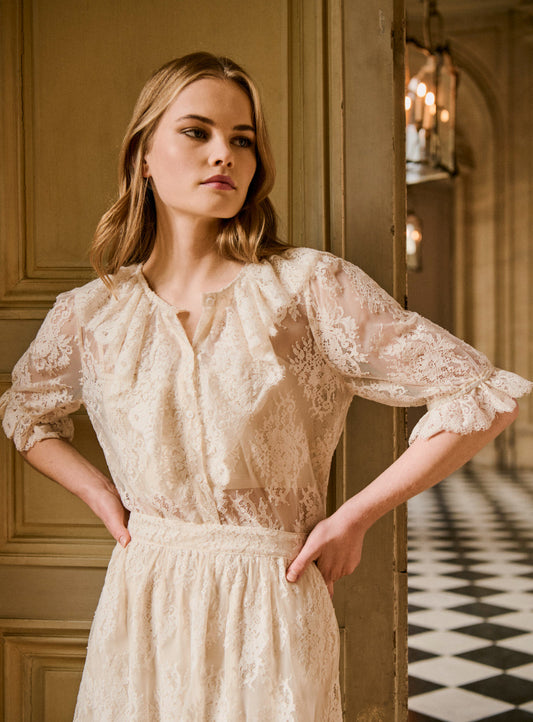 Women's Blouse 100 Percent Cotton Poplin Lightweight - Ecru