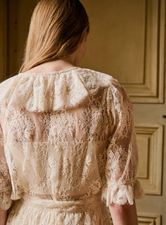 Women's Blouse 100 Percent Cotton Poplin Lightweight - Ecru