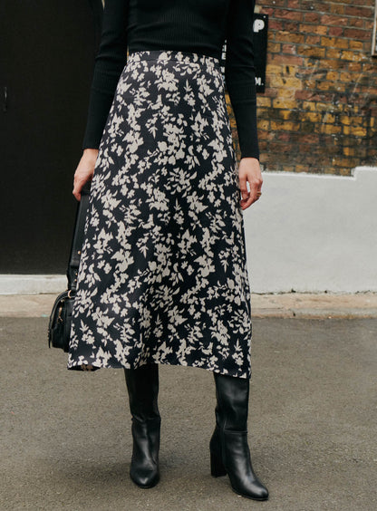 Skirt Janine Floral Noir