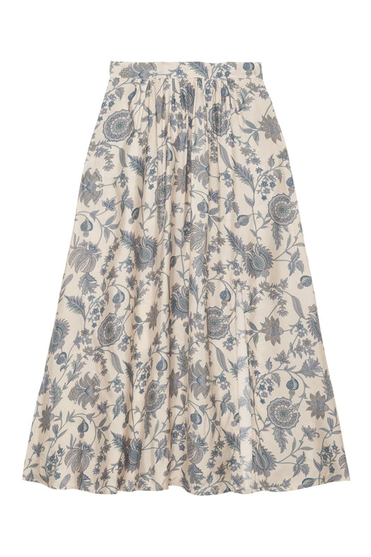 Women's Midi Skirt Lightweight Crepe Fabric - Ecru
