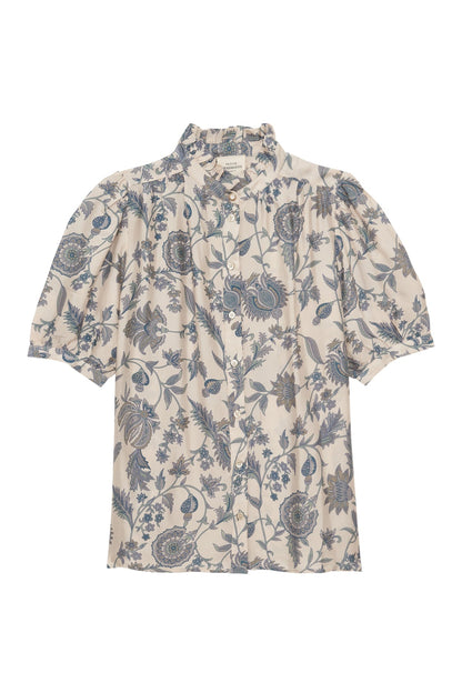 Women's Blouse Georgette Crepe Satin Finish - Ecru