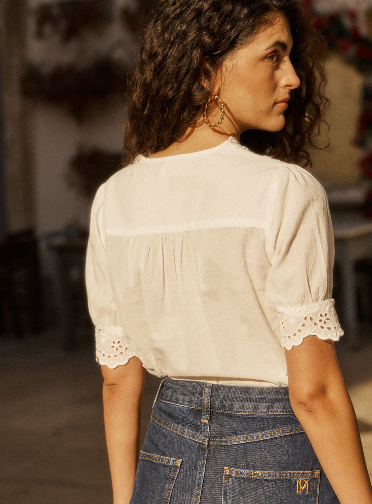 Women's Button-Down Blouse 100 Percent Cotton Poplin - Ecru