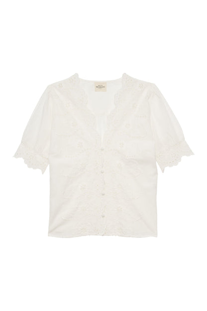 Women's Button-Down Blouse 100 Percent Cotton Poplin - Ecru