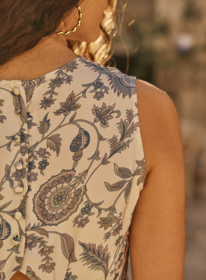 Women Lightweight Sleeveless Blouse Chiffon - Ecru