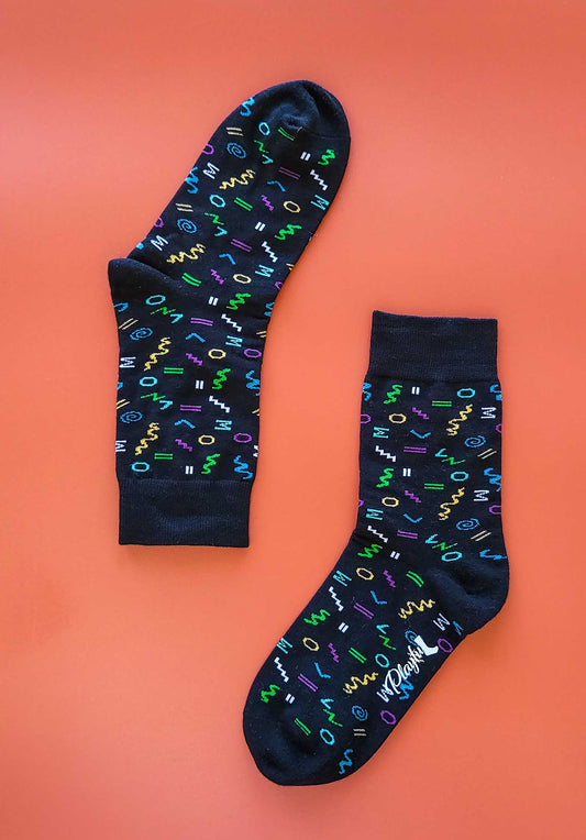 Socks 80s Night Life Black