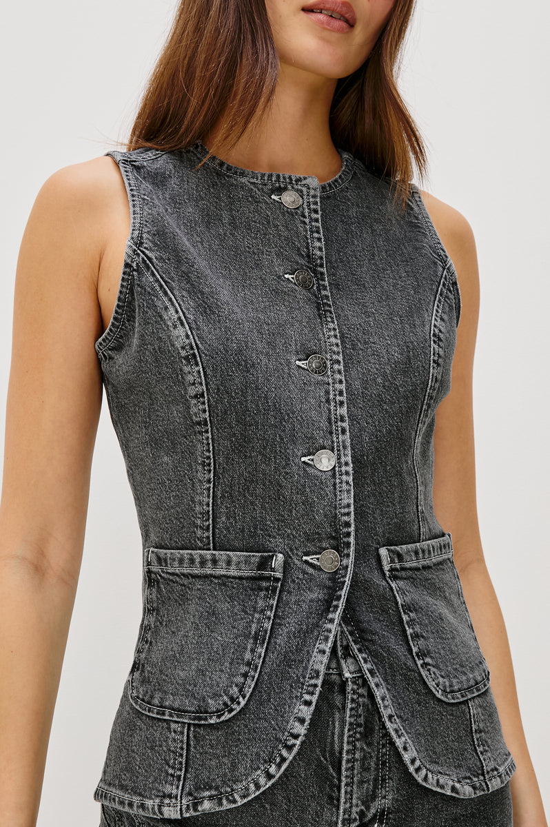 Denim Gilet Portola 8221 Washed-Charcoal