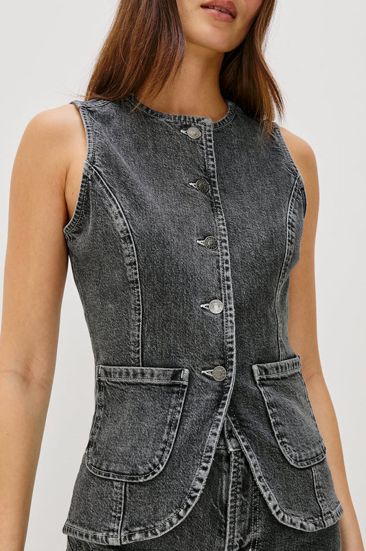 Denim Gilet Portola 8221 Washed-Charcoal