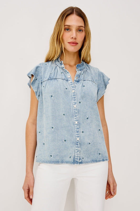 Denim Blouse Ruthie 8596 Ivory-Carnations